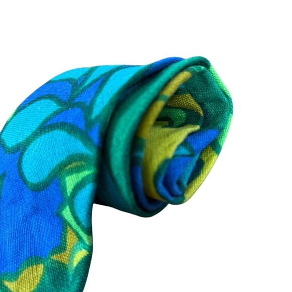 Key West Ties Mens Blue Green Vintage Neck Tie Necktie Floral 3.5" x 60" - Picture 2 of 8